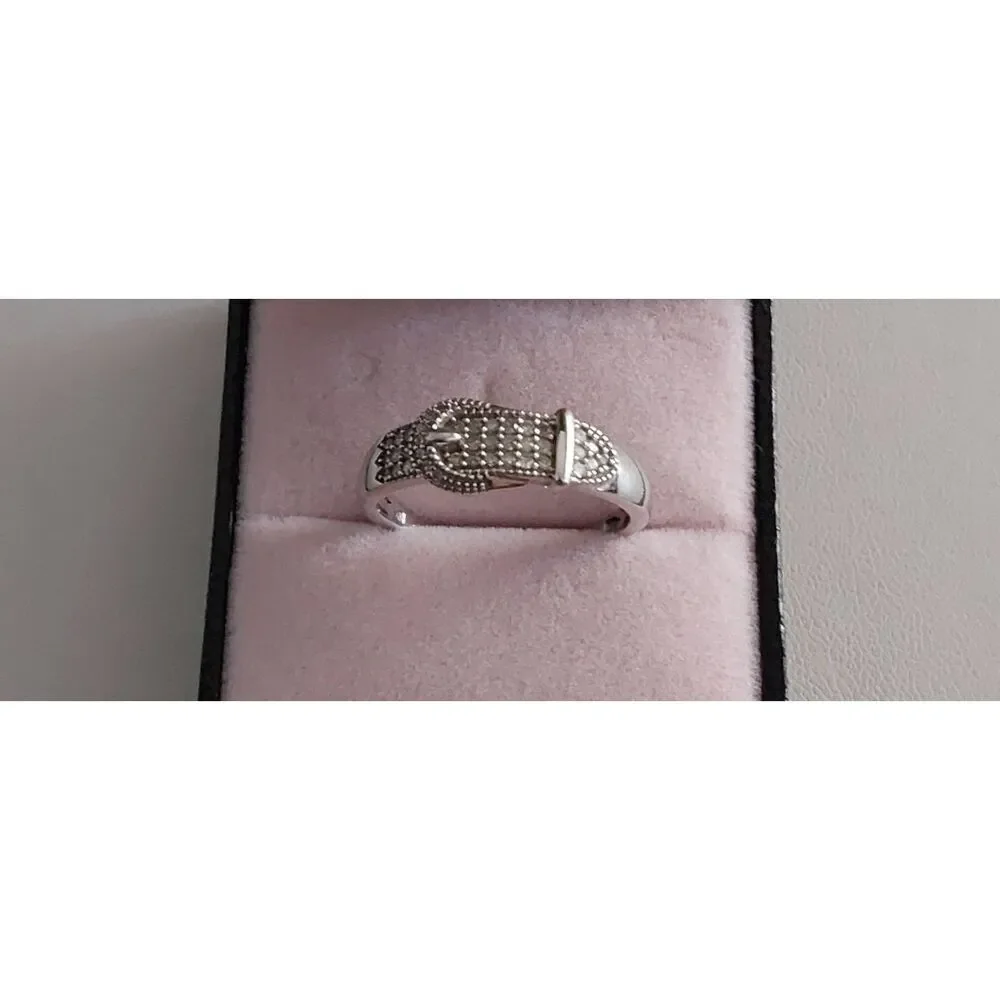Trendy New 1/4 Carat Genuine Natural Diamond Buckle Design Ring Sz 10 - Picture 1 of 4